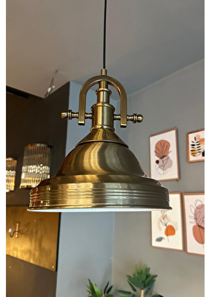 Ulmete Gemici Eskitme Başlık Tekli Sarkıt Avize Salon Ofis Otel Restoran Avizeleri Vintage Tasarım