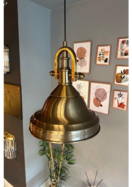 Ulmete Gemici Eskitme Başlık Tekli Sarkıt Avize Salon Ofis Otel Restoran Avizeleri Vintage Tasarım