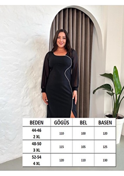 Kadın Siyah Büyük Beden Şerit Detaylı Abiye Elbise indirimleri