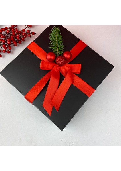 Yılbaşı Boş Siyah Hediye Kutusu - 25CM X25 Cmx 10 cm modelleri