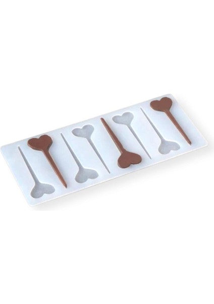 Silikon Kalp Şeklinde Kek Pasta Süsleme Çubuğu Kalıbı 8 Li modelleri
