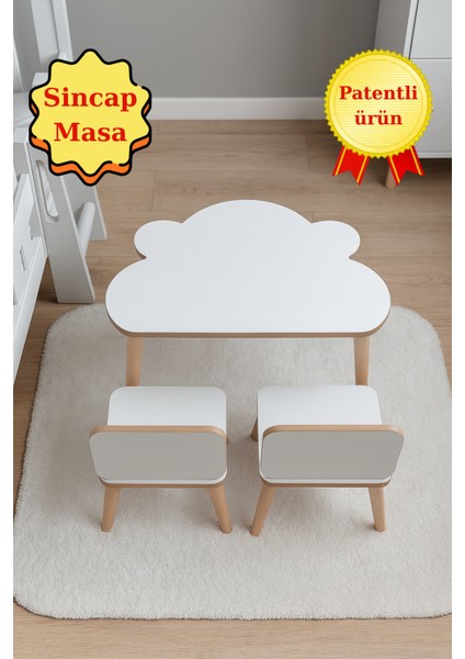 Çocuk Etkinlik Masası Sandalye Takımı- Sincap Şekilli Modern Çalışma ve Aktivite Masası- Yaz- Sil Yüzey