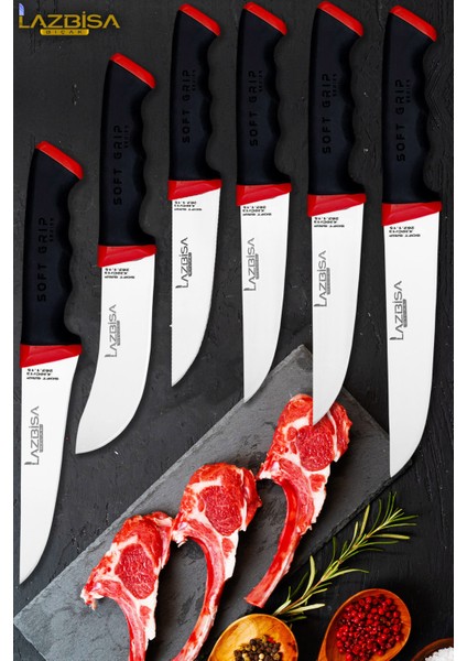 Soft Serisi Mutfak Bıçak Seti Et Ekmek Sebze Salata Börek Şef Bıçağı 6 Lı Set Hds-18