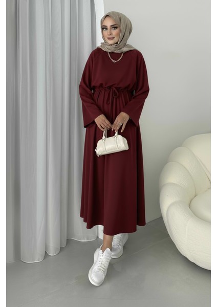 Beli Tünelli Oysho Elbise-Bordo modelleri