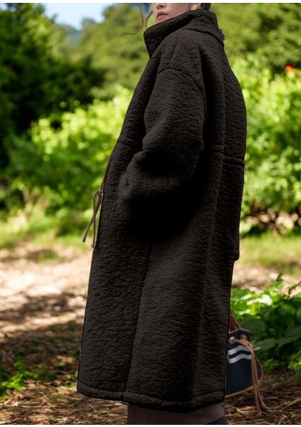 Kışlık Şık Fermuarlı Peluş Ceket