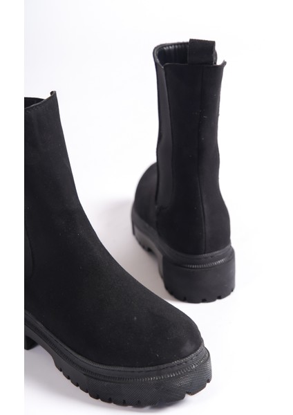 Nora Lastikli Ortopedik Taban Suya ve Soğuğa Dayanıklı Günlük Süet Kışlık Kadın Bot St Siyah fiyatları
