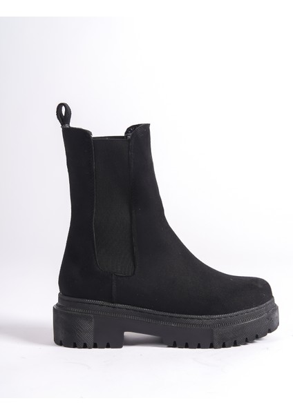 Nora Lastikli Ortopedik Taban Suya ve Soğuğa Dayanıklı Günlük Süet Kışlık Kadın Bot St Siyah modelleri