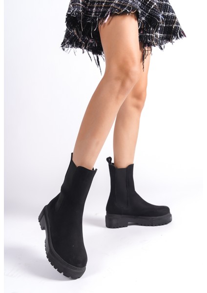 Nora Lastikli Ortopedik Taban Suya ve Soğuğa Dayanıklı Günlük Süet Kışlık Kadın Bot St Siyah fırsatları