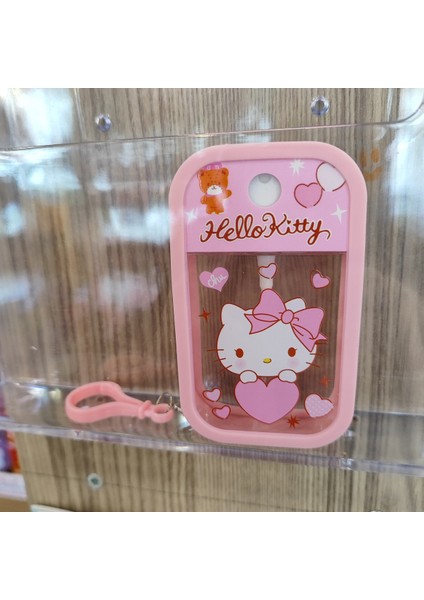Hello Kitty Figürlü Silikon Korumalı Plastik Parfüm/kolonya Şişesi Pembe1