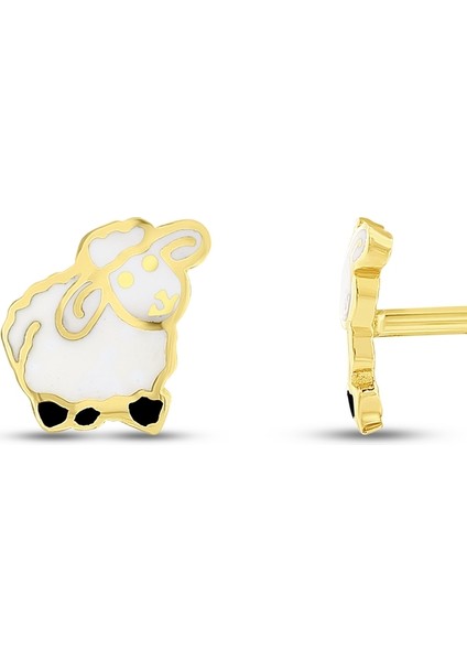 Kuzu Figürlü Altın Çocuk Küpe - 14K fiyatları