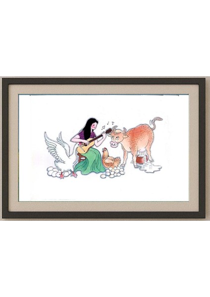 Wang Jinhai 29X21CM Orijinal Karikatür Tablo