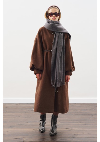 Kaşmir Dokulu Şal Antrasit