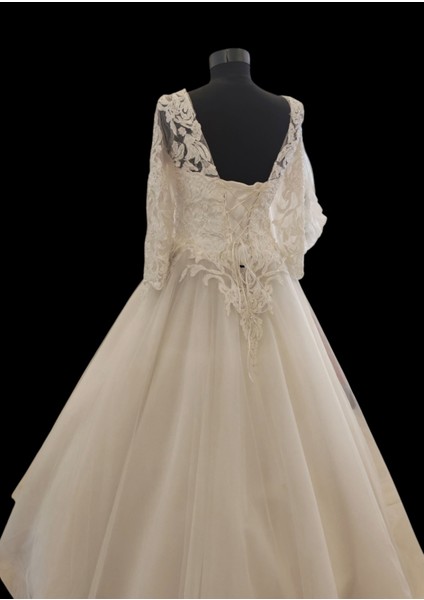 Prenses Model Dantel Büstiyerli Simli Tül A-Line Gelinlik fiyatları