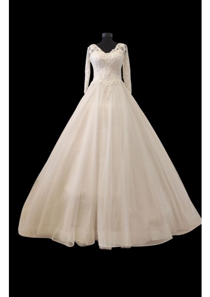 Prenses Model Dantel Büstiyerli Simli Tül A-Line Gelinlik fırsatları