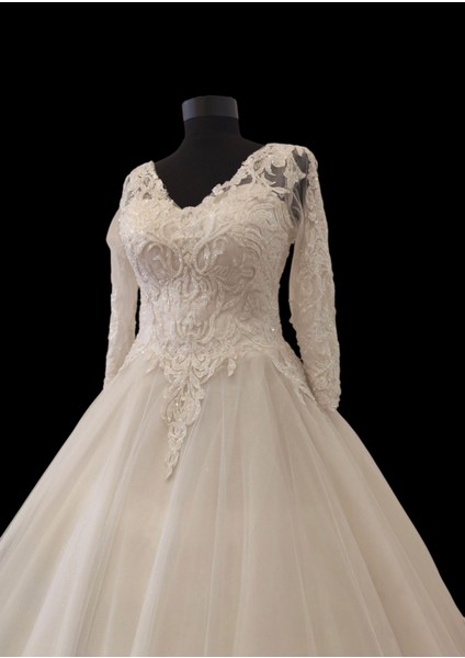 Prenses Model Dantel Büstiyerli Simli Tül A-Line Gelinlik indirimleri