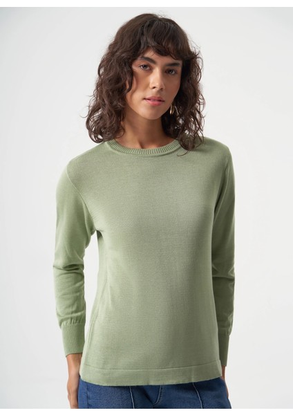 Bisiklet Yaka Normal Düz Su Yeşili Kazak Kadın M1MZ1030240010 modelleri