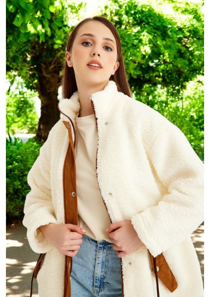 Kışlık Fermuarlı Şık Peluş Ceket