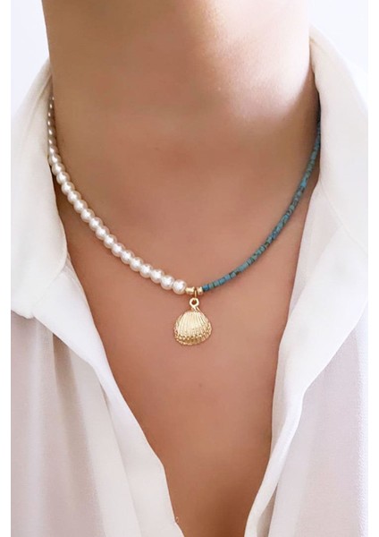 Deniz Kabuğu Figürlü Inci Kolye