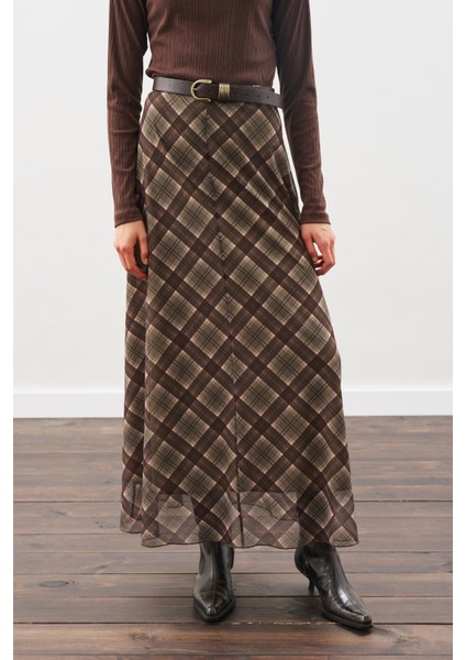 Desenli Tül Etek Yeşil Ekose fırsatları