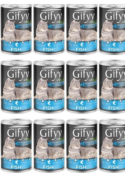 Plus Balıklı Yetişkin Kedi Konservesi 12 Adet 400 Gr