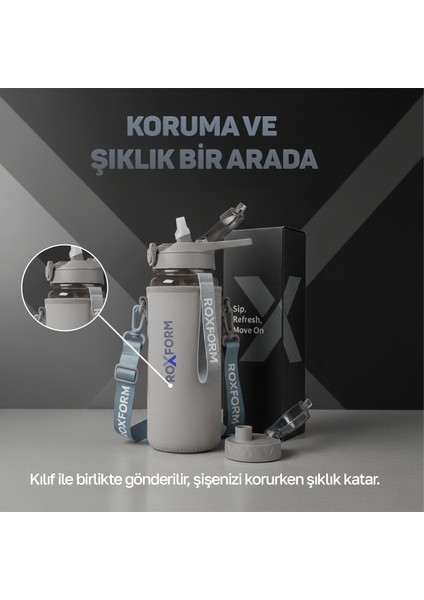 Suluk Matara 1100 Ml, Premium Pp Malzeme, Sağlıklı Bpa & Bps Içermez, Kılıflı, Çift Kapaklı, Koku Yapmaz, Sızdırmaz ve Dayanıklı, Gri modelleri