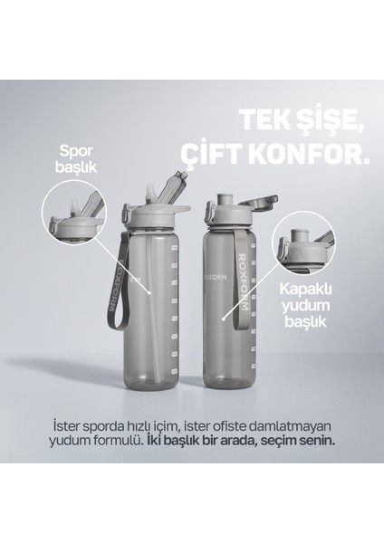 Suluk Matara 1100 Ml, Premium Pp Malzeme, Sağlıklı Bpa & Bps Içermez, Kılıflı, Çift Kapaklı, Koku Yapmaz, Sızdırmaz ve Dayanıklı, Gri fırsatları