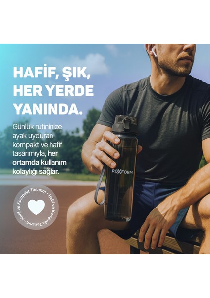 Suluk Matara 1100 Ml, Premium Pp Malzeme, Sağlıklı Bpa & Bps Içermez, Kılıflı, Çift Kapaklı, Koku Yapmaz, Sızdırmaz ve Dayanıklı, Gri
