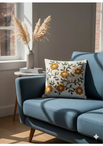 Dekoratif Kırlent Kılıfı 43×43 cm Punch Işlemeli –