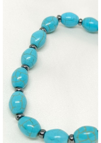 Elips Kesim Firuze Doğal Taşlı Bileklik fiyatları