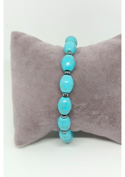 Elips Kesim Firuze Doğal Taşlı Bileklik fırsatları