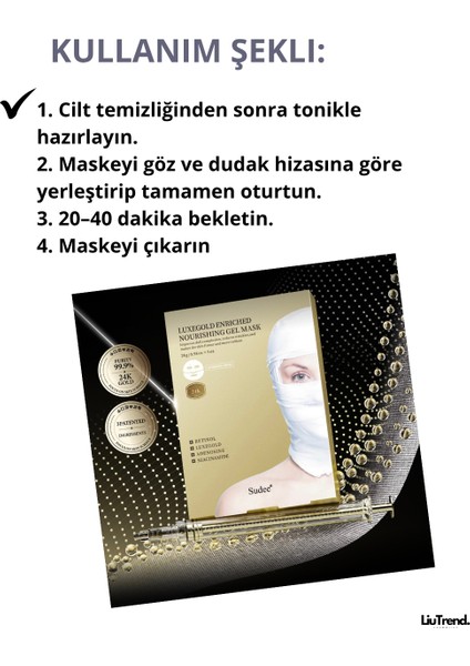 Luxegold Enriched Nourishing Gel Mask (5 Adet) Kolajen ve Altın Içeren Jel Maske — Cildin Sıkı ve Canlı Görünümünü Destekler indirimleri