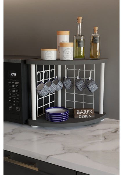Metal Telli Kahve Köşesi Çevirtak Çok Amaçlı Mutfak Standı Tezgah Üstü Düzenleyici Çift Katlı Askılı fiyatları