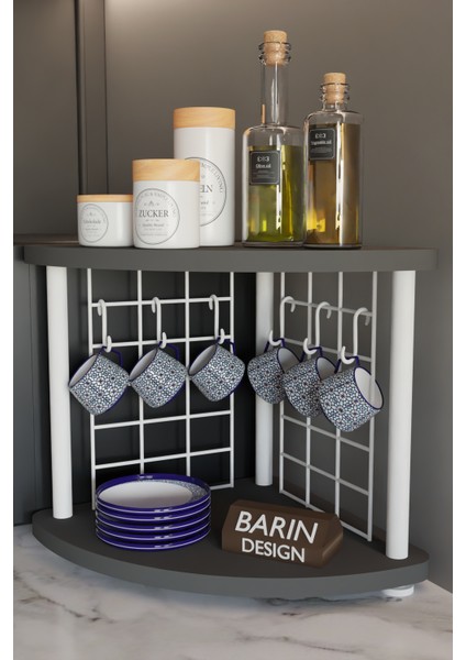 Metal Telli Kahve Köşesi Çevirtak Çok Amaçlı Mutfak Standı Tezgah Üstü Düzenleyici Çift Katlı Askılı modelleri