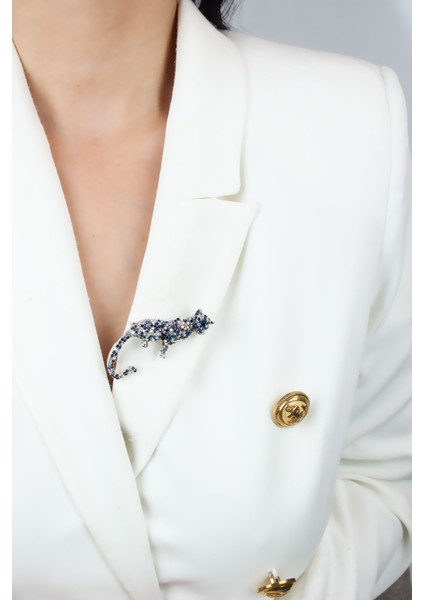 Zirkon Taşlı Leopar Broş