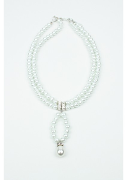 Çift Sıralı Zirkon Taşlı Cam Inci Kolye modelleri