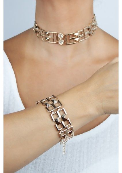 Geometrik Tasarım Kolye Bileklik Set