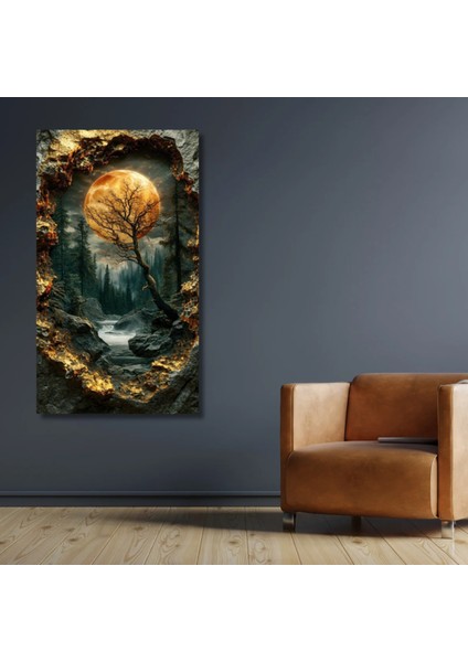 Hd Digital Baskı Ay Işığı Gece Orman Kanvas Duvar Tablo