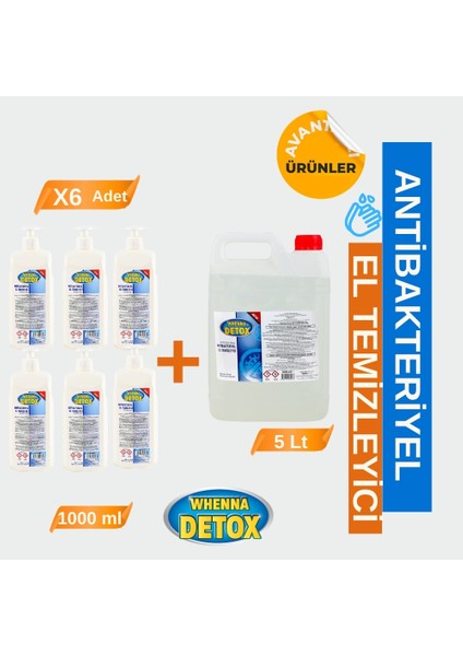 Antibakteriyel El Temizleyici 1000ML 6 Adet + 5 Lt. 1 Adet
