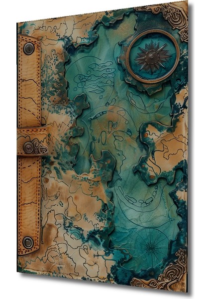 Ahşap Dekoratif Tablo Gızemlı Deniz Haritası Yağlı Boya Görünümlü Dikdörtgen Tablo modelleri