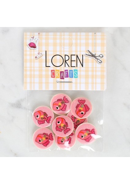 Loren Crafts 8'li Balık Düğme - 1178