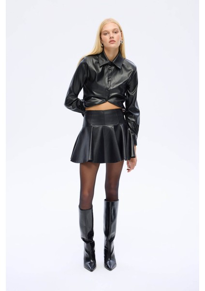 Volanlı Siyah Kadın Etek ETK01257