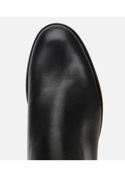 01BOH312660A100 KADIN Deri Siiyah Lastik Detaylı Bilekte Düz Bot indirimleri