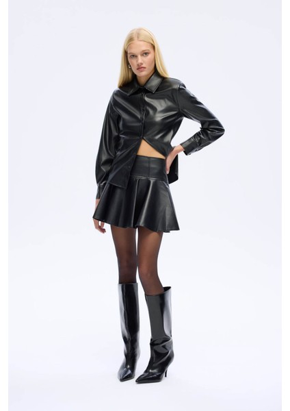 Volanlı Siyah Kadın Etek ETK01257 modelleri