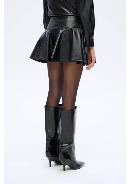 Volanlı Siyah Kadın Etek ETK01257 indirimleri