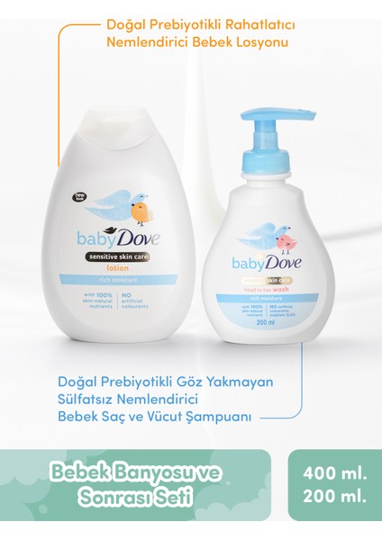 Bebek Banyo ve Sonrası Seti, Losyon 400 ml & Saç ve Vücut Şampuanı 200 ml
