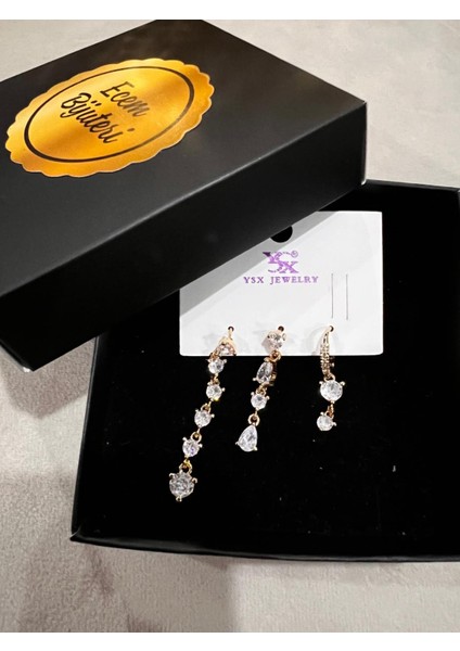 Çelik Altın Kaplama Çoklu Küpe