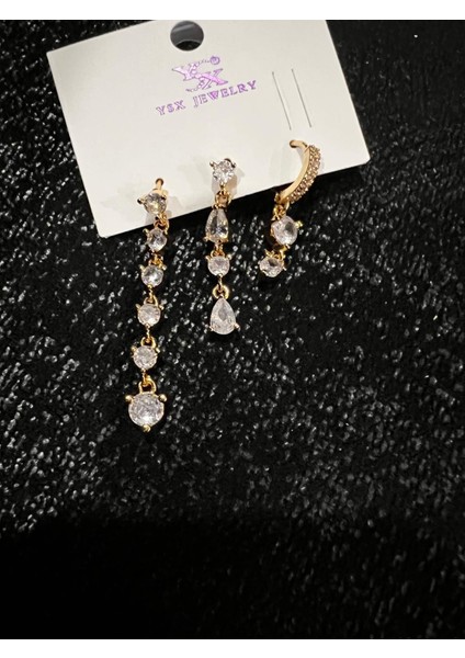 Çelik Altın Kaplama Çoklu Küpe modelleri