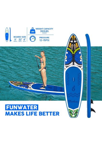 Monkey Şişme Sup Board/stand Up Paddle Board 350X85X15 cm Lacivert indirimleri