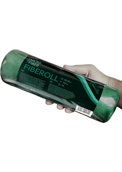 Fıberoll 25'li Mikrofiber Rulo Temizlik Bezi 30X30CM 175GSM - Koyu Yeşil