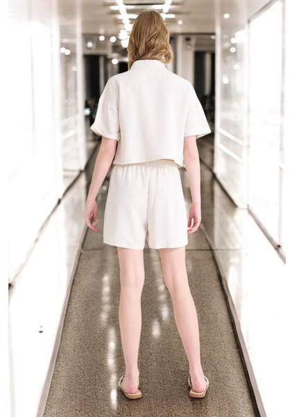 Yazlık Şortlu Ikili Keten Takım